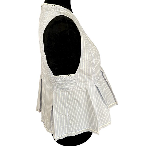 Free People Good Feels Sleeveless Blue White Stripe Keyhole Back Size Small - Picture 6 of 6